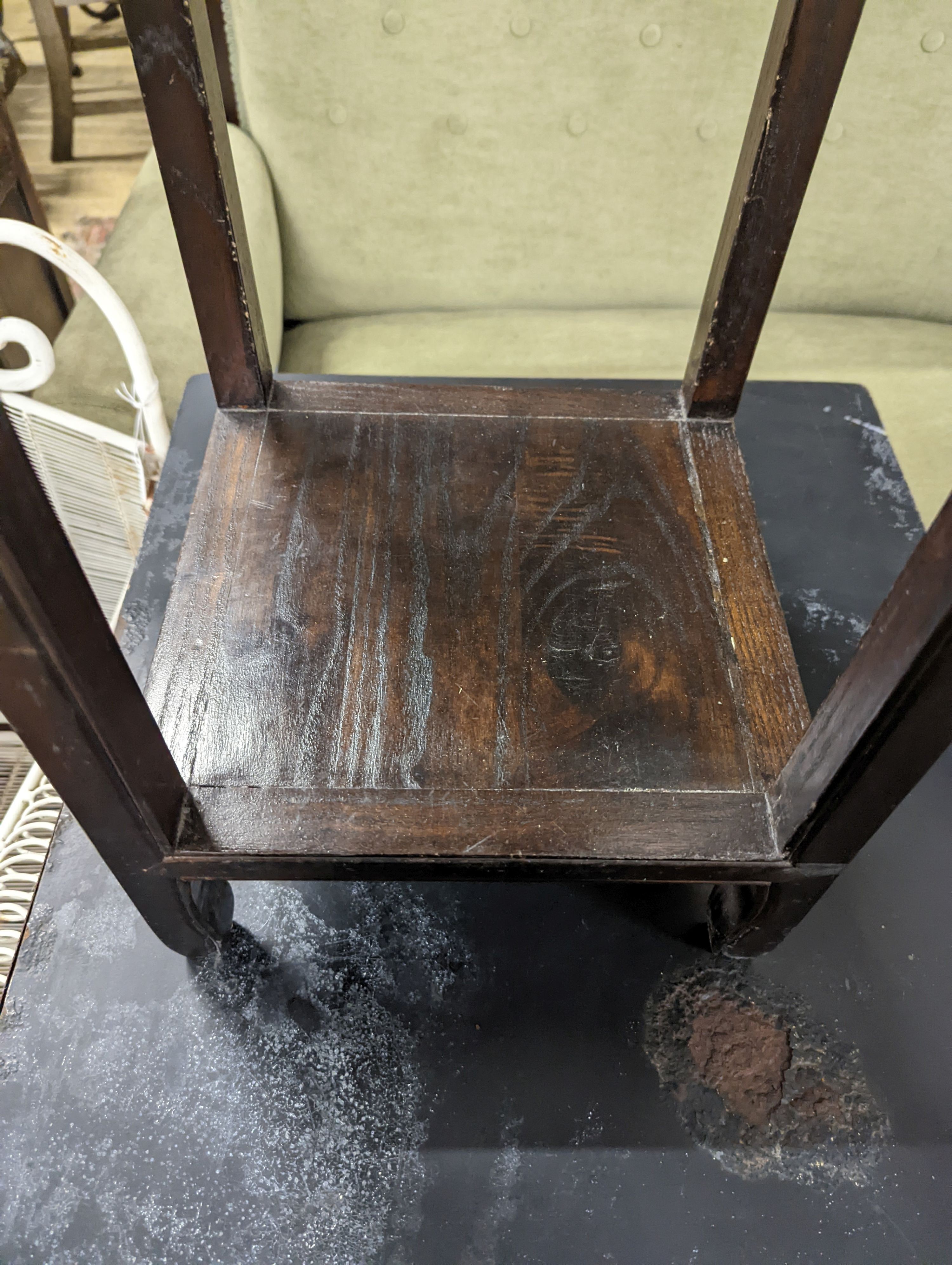 A Chinese elm two tier vase stand, width 28cm, depth 28cm, height 74cm